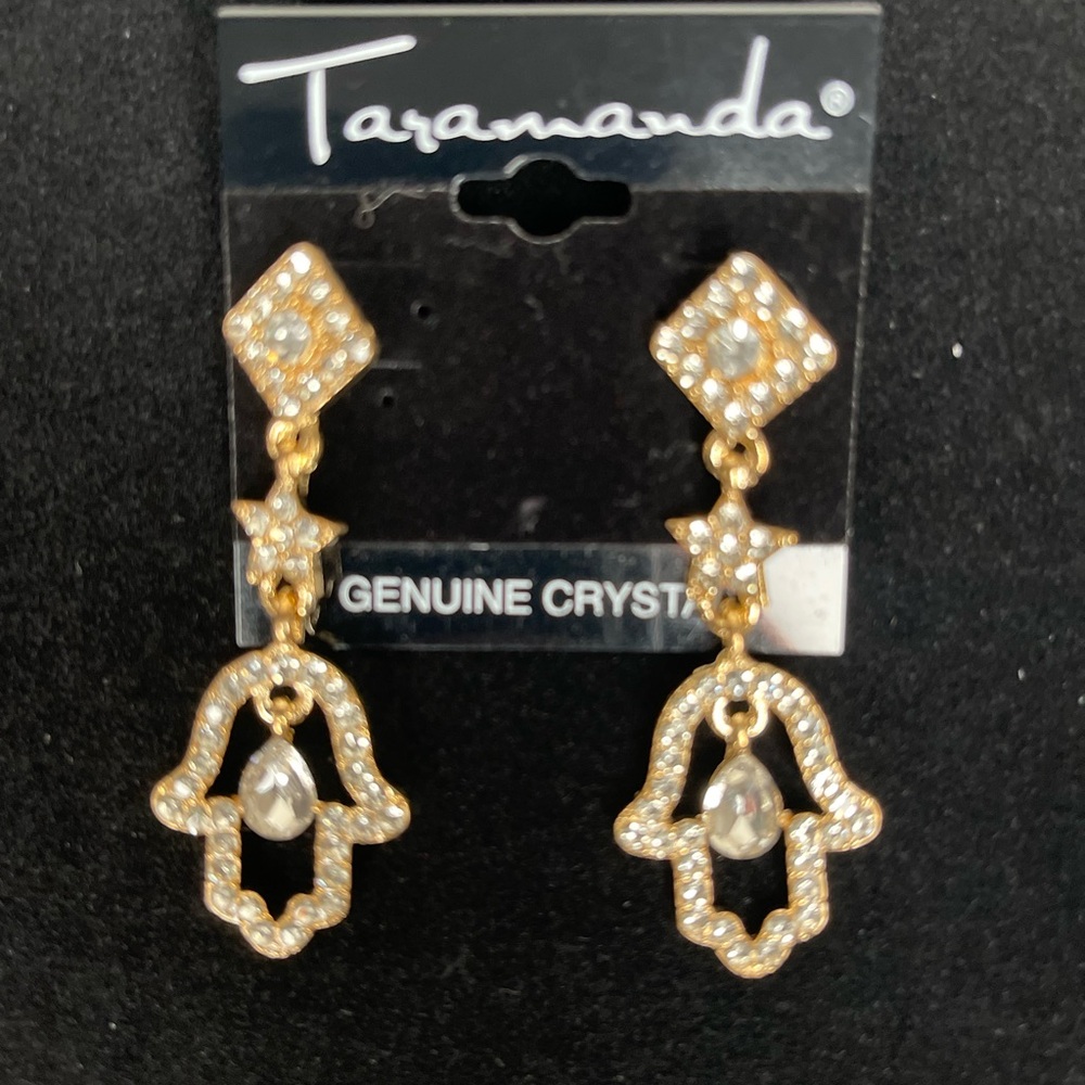 Taramanda Gold tone & Genuine Crystal Earrings